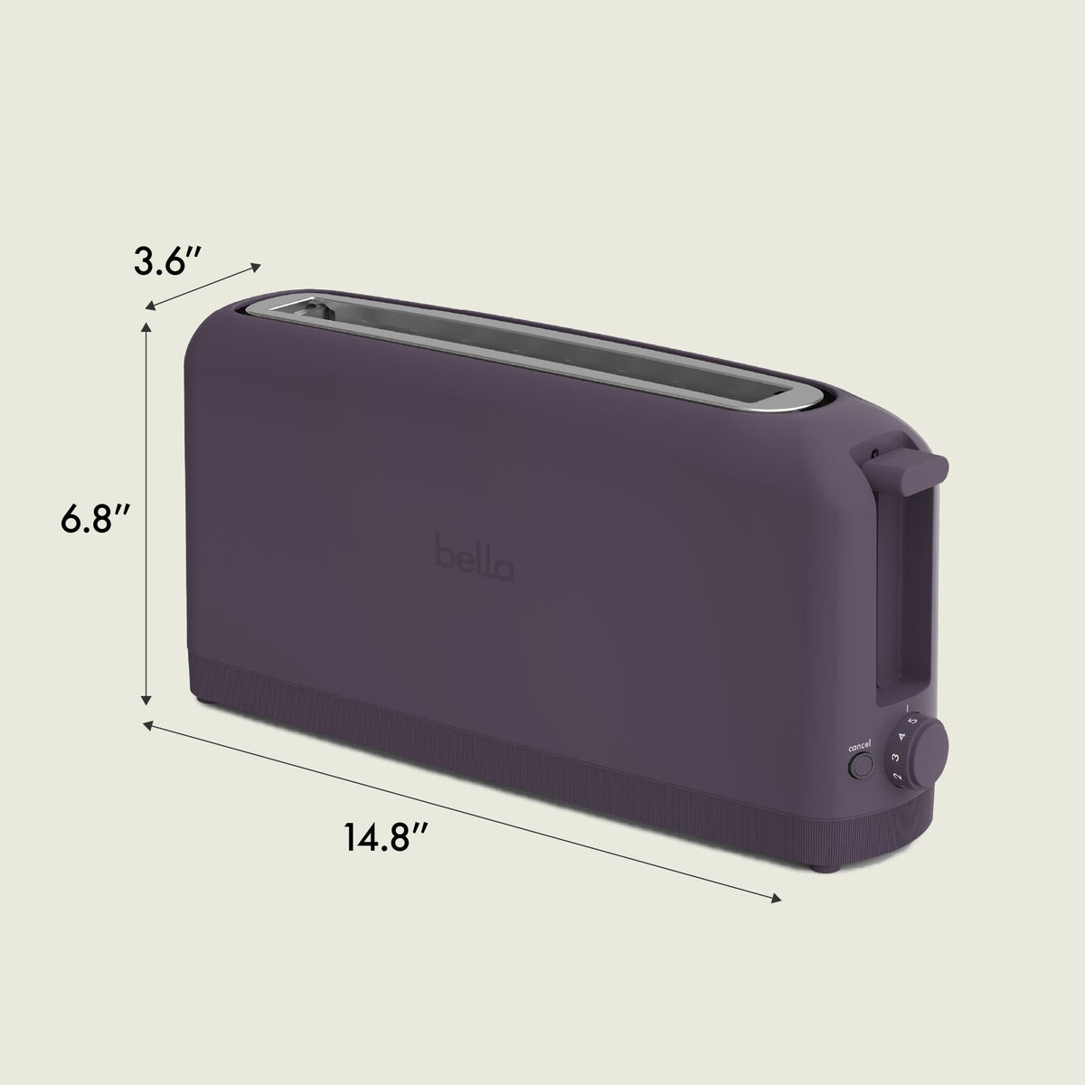 BELLA auto-centering guides ensure even toasting across slices
