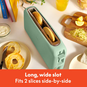 BELLA 2-Slice Slim Toaster reheat and cancel buttons provide quick, flexible control