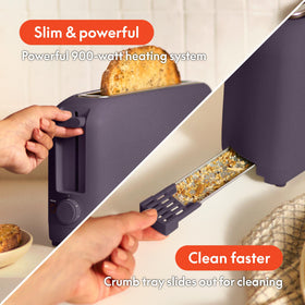 BELLA toaster with Reheat and Cancel for quick adjustments during breakfast