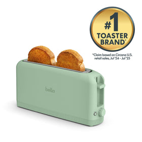 BELLA 2-Slice Slim Toaster shade control dial demonstrates precise browning options