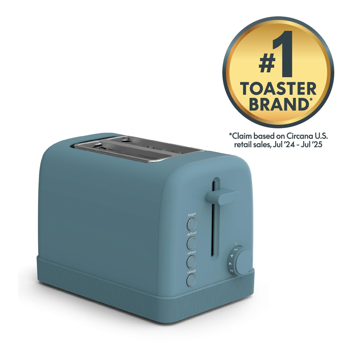 BELLA 2 Slice Toaster with bagels ready to toast evenly.