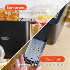BELLA 2-Slice Toaster compact design fits small counters
