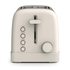 BELLA 2-Slice Toaster front view, compact and sturdy for small kitchens.