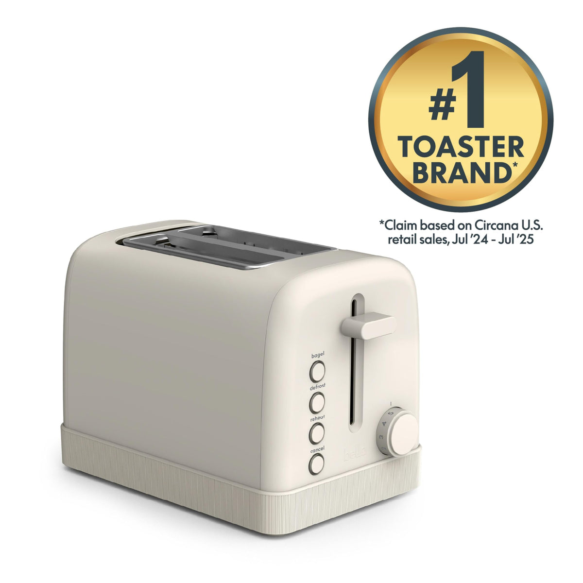 BELLA 2-Slice Toaster wide slots accommodate bagels and artisan bread evenly.