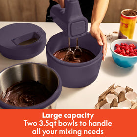 Bella 3.5 Qt dual bowls aid multi-batch prep.