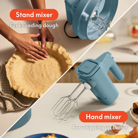 Bella 3.5qt mixer with dough hook attachments for kneading bread.