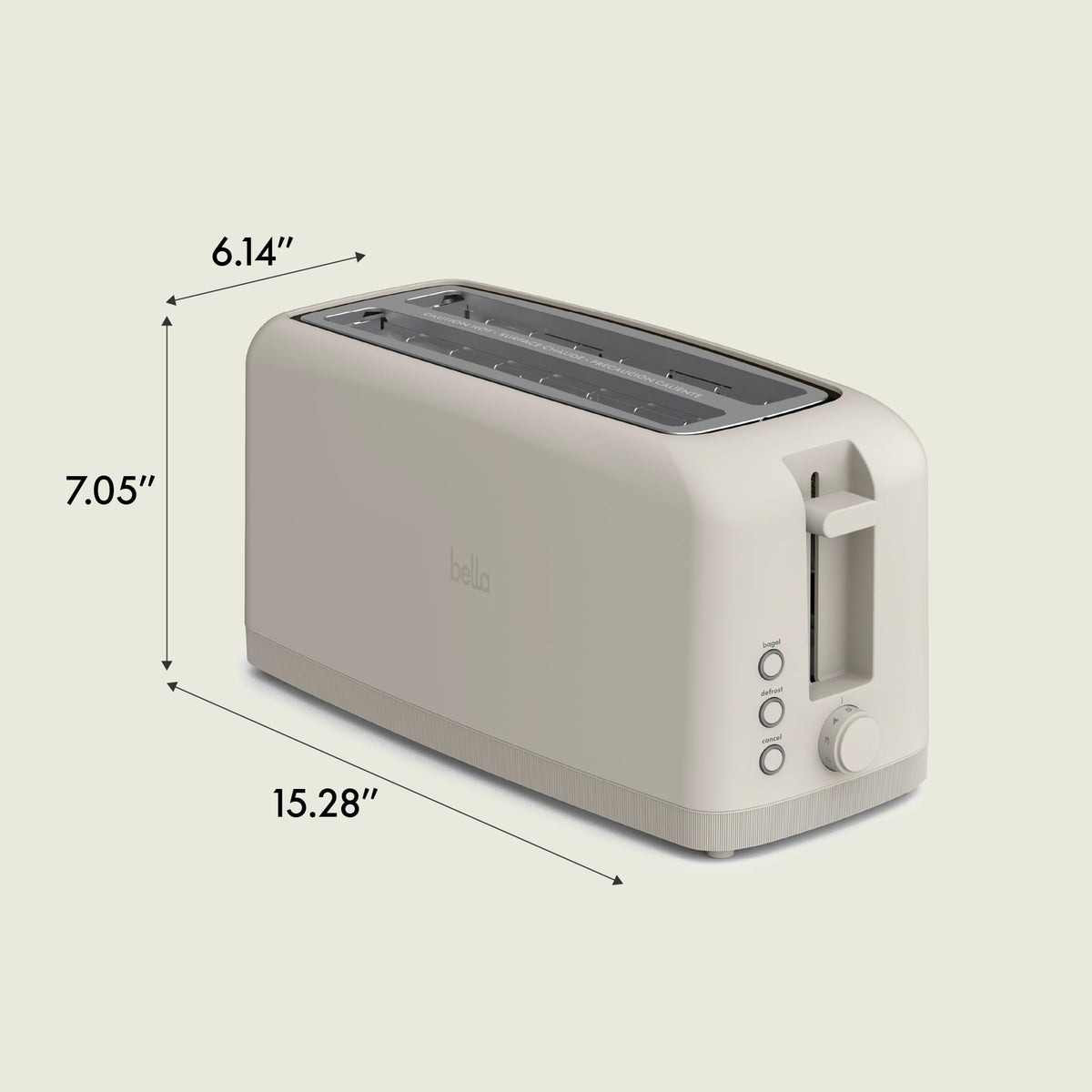 BELLA 10-inch slot fits two slices or artisanal breads