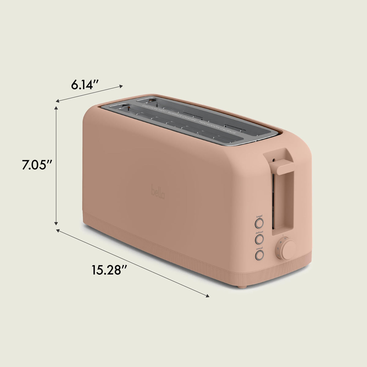 Anti-jam with auto shutoff on BELLA 4-Slice Slim Toaster for safety