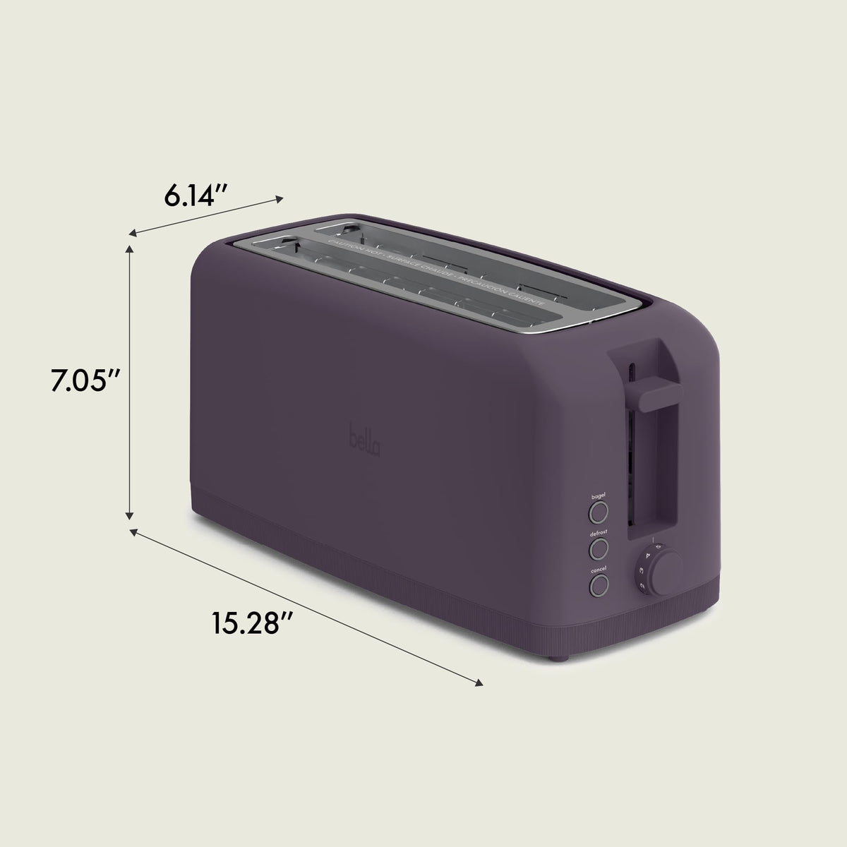 BELLA removable crumb tray simplifies cleanup after busy breakfasts.