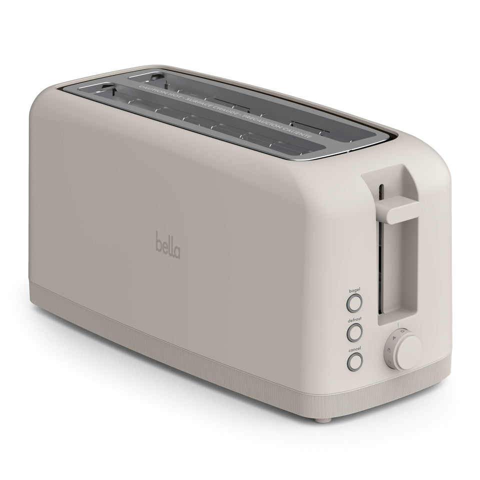 BELLA 4-Slice Slim Toaster with long-slot design for even two-slice toasting