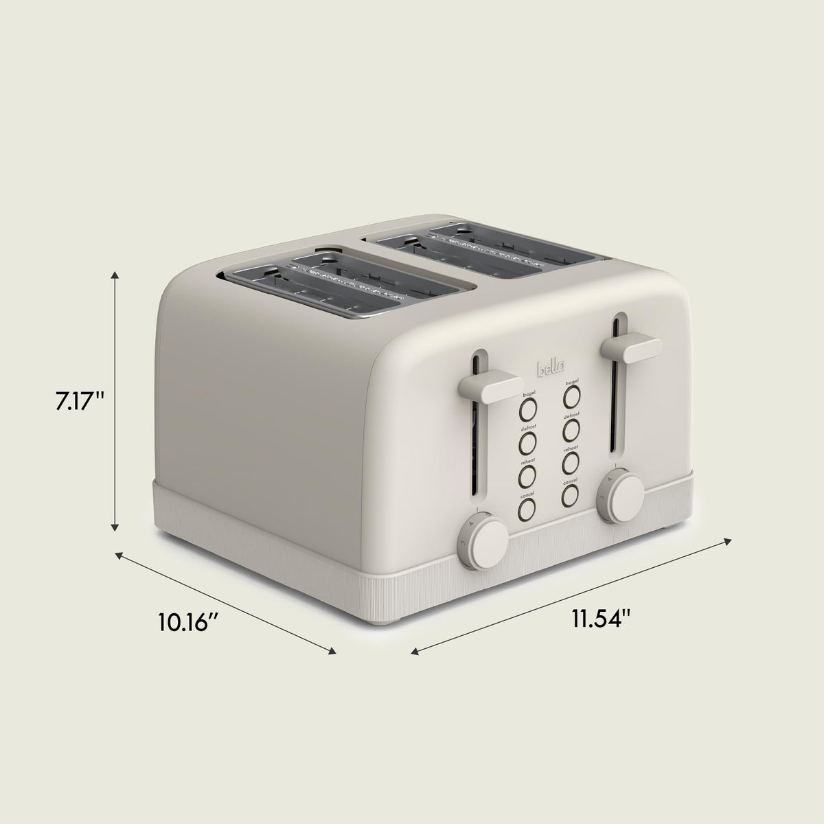 BELLA 4-Slice Toaster high lift lever helps access smaller breads like muffins