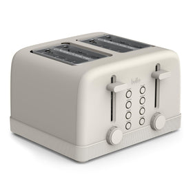 BELLA 4-Slice Toaster oatmilk front view showing space-saving design for small kitchens