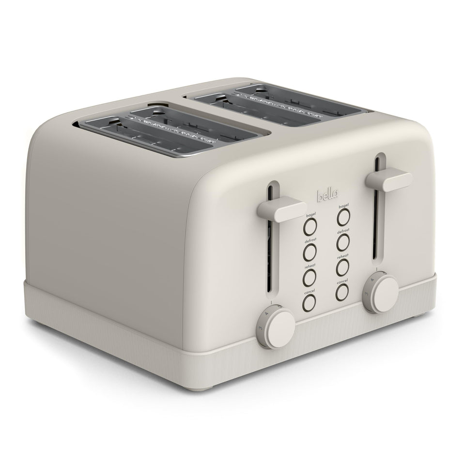 BELLA 4-Slice Toaster oatmilk front view showing space-saving design for small kitchens