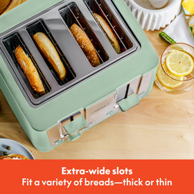 BELLA 4-slice toaster top controls for precise browning settings.