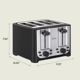 BELLA 4-Slice Toaster slim profile on a kitchen countertop.