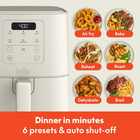 Cord wrap feature on Bella 4Qt Oatmilk air fryer keeps cords tidy.