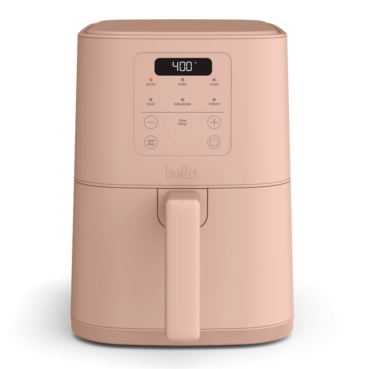 Bella 4qt Slim Air Fryer front view in Blossom color for compact kitchens.