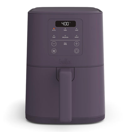 Bella 4Qt Slim Air Fryer front view shows compact design ideal for small spaces.