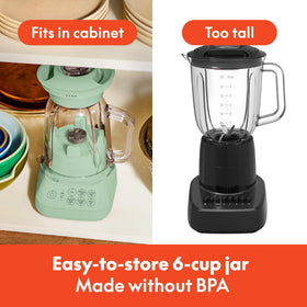 BELLA 6-cup jar easy-pour design for serving smoothies with minimal spills.