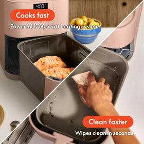 BELLA 6qt air fryer xl-basket up to 5 lb, great for family meals.