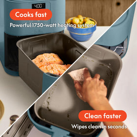 Bella 6qt Slim Air Fryer control panel with preset options for simple cooking