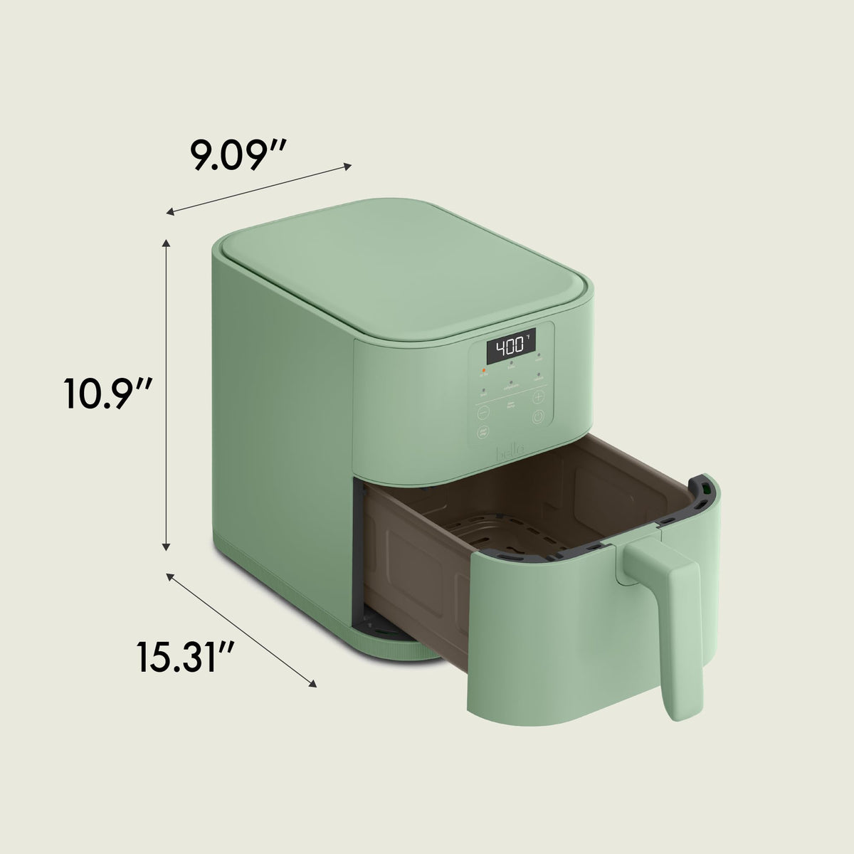BELLA Seaglass color option complements any kitchen style.