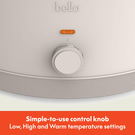 BELLA slow cooker with ceramic nonstick coating for easy release and cleanup