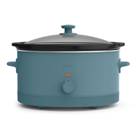 BELLA 6.0 Qt slow cooker with ceramic nonstick interior for easy food release.