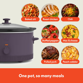 Three heat settings on Bella slow cooker for versatile cooking.