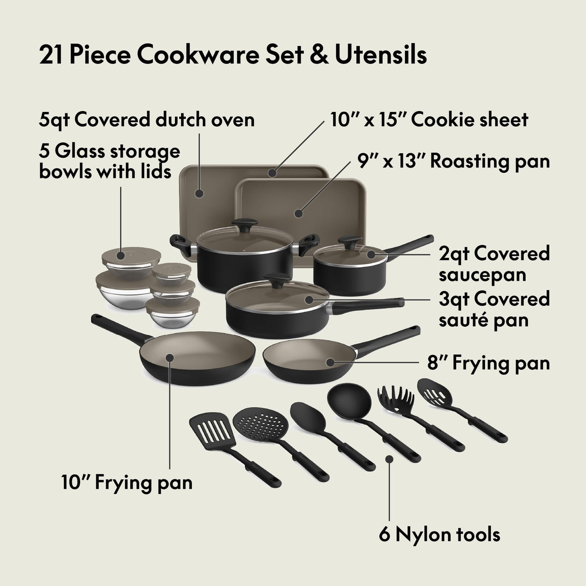 BELLA 8-inch fry pan with EverGood coating for easy searing and cleanup.
