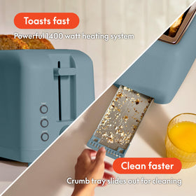 BELLA toaster auto shutoff and anti-jam features for safe, worry-free toasting.
