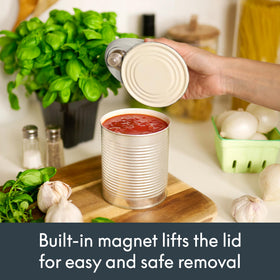 Bella Automatic Can Opener compact storage fits neatly in kitchen drawers.