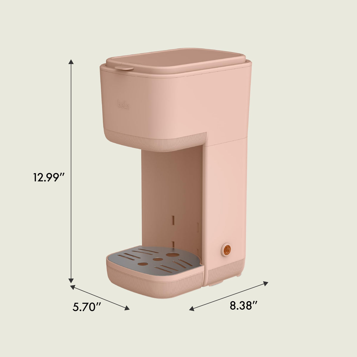 BELLA 1000-watt brewer with dishwasher-safe accessories for quick cleanup.