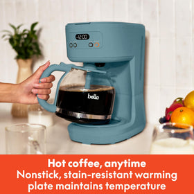 BELLA coffee maker pause and serve feature enabling quick refills mid brew