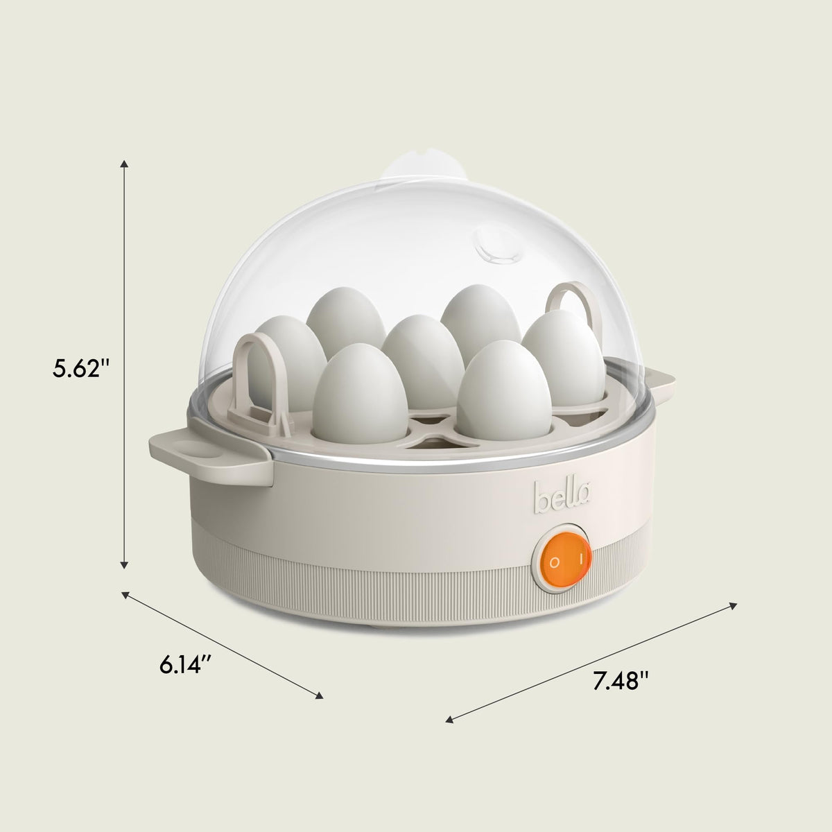 Bella compact egg cooker on the counter saves space