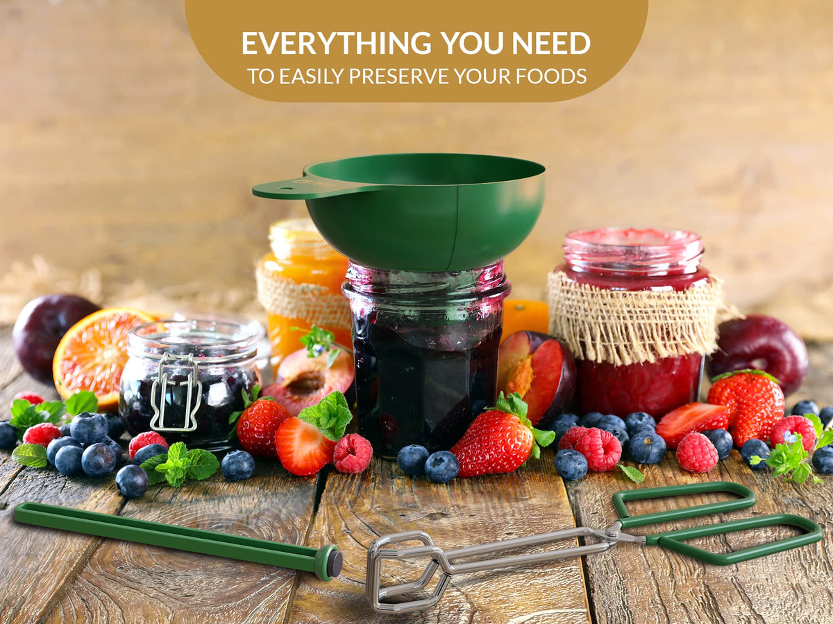 Bella Cooks canning rack supports stable jars during processing.