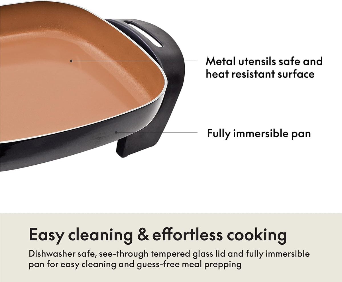 BELLA skillet is dishwasher safe, simplifying cleanup after busy weeknights.