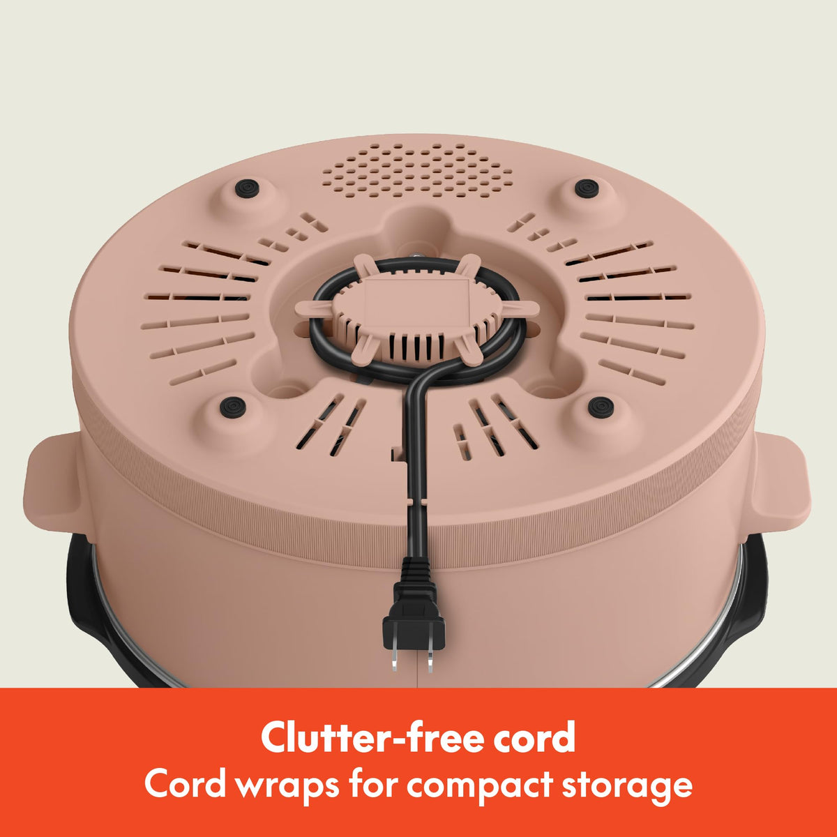 BELLA cord wrap keeps counters tidy and cords stowed.