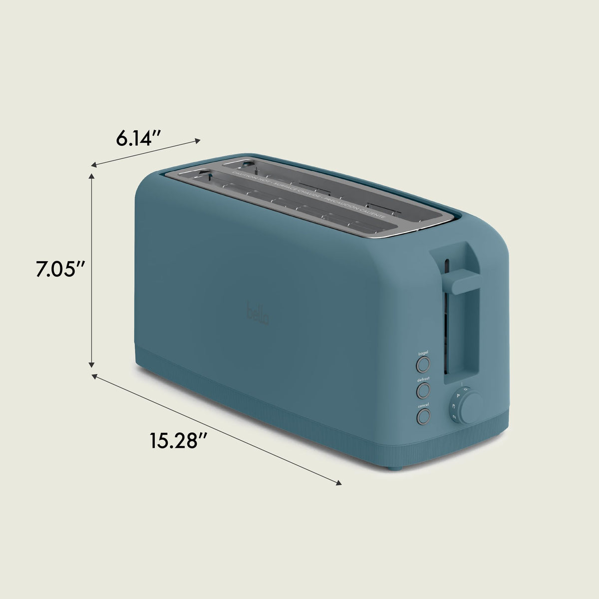 BELLA anti-jam design keeps toast moving smoothly during busy mornings.