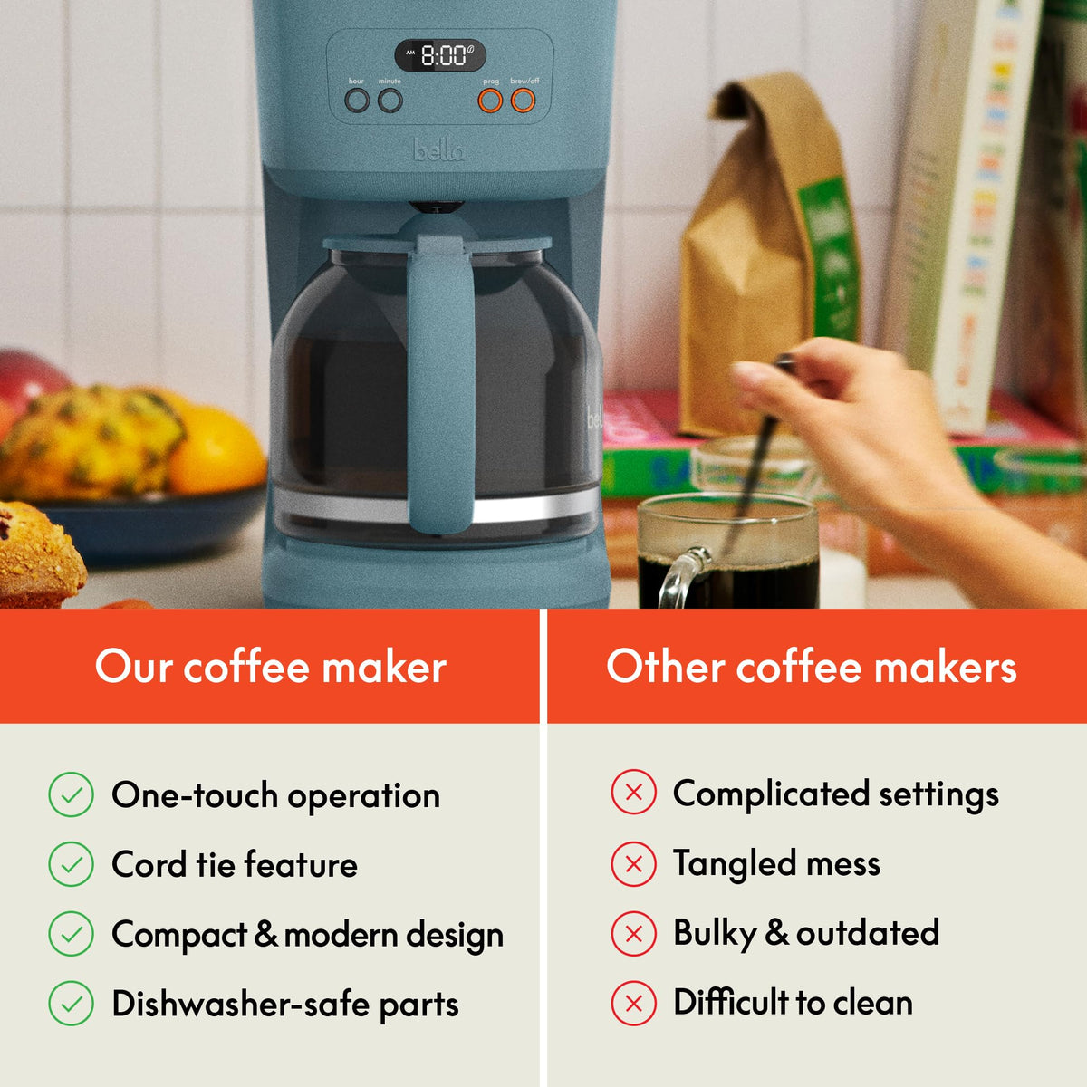 BELLA dishwasher-safe accessories simplify post-brew cleanup