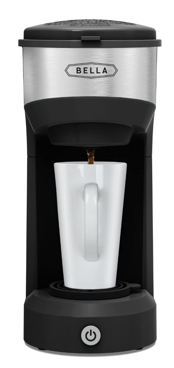 Bella Dual Brew front view showing compact design for quick coffee.