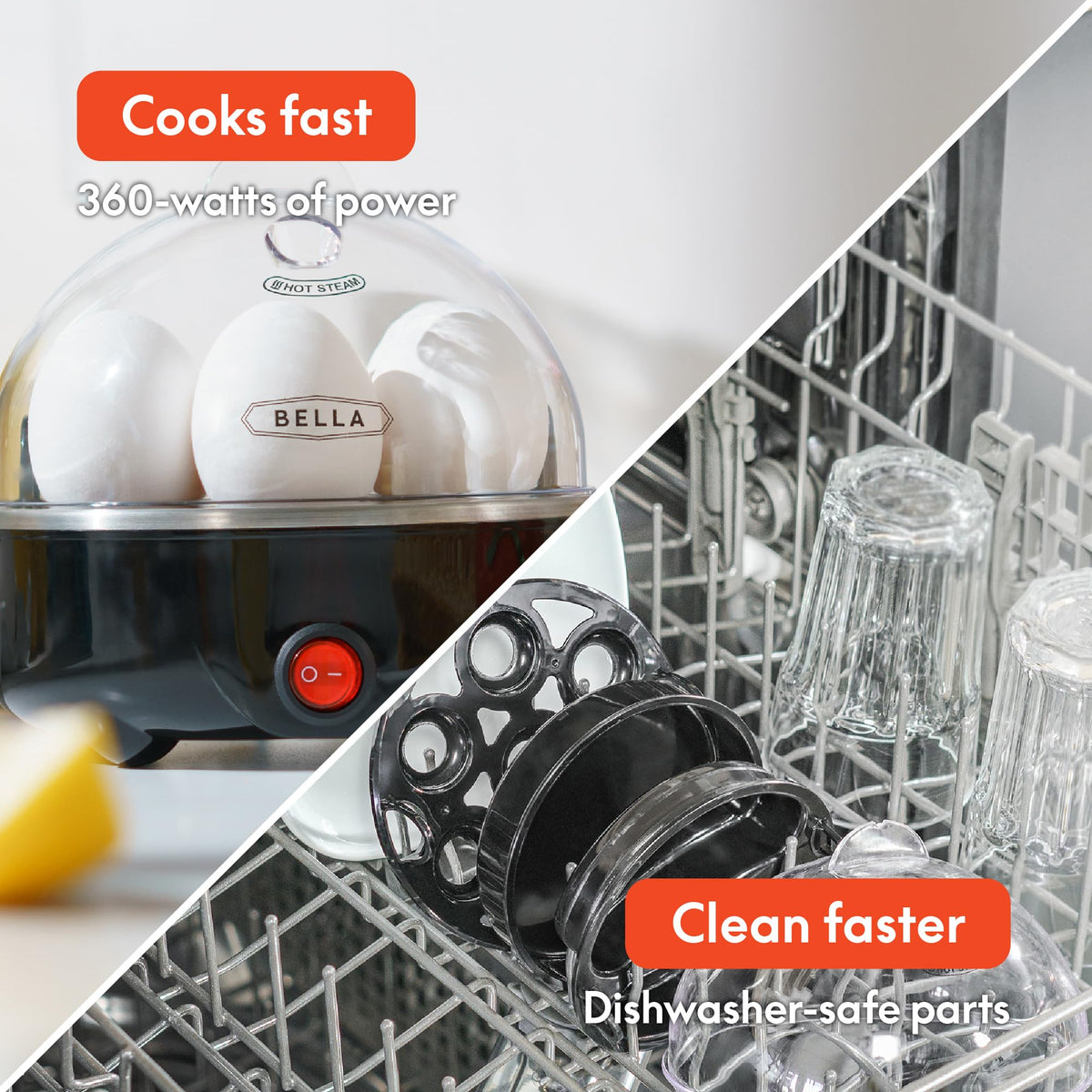 BELLA egg cooker clear lid to monitor progress