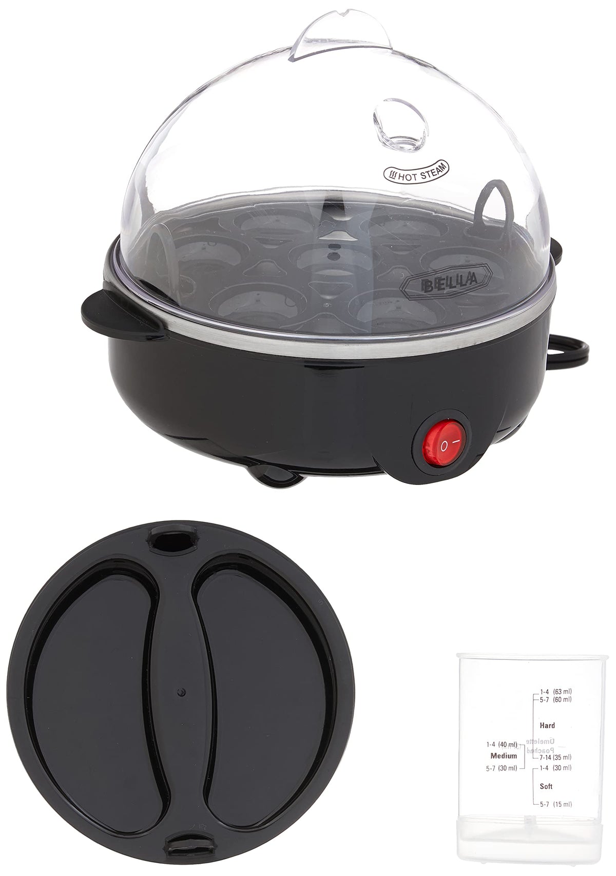 BELLA egg cooker power switch and indicator light shows readiness