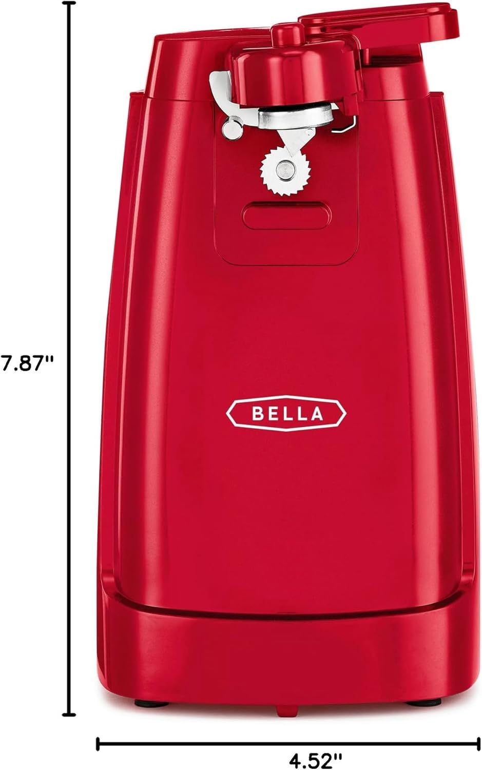 BELLA electric can opener auto-turn in action, effortless lid removal.