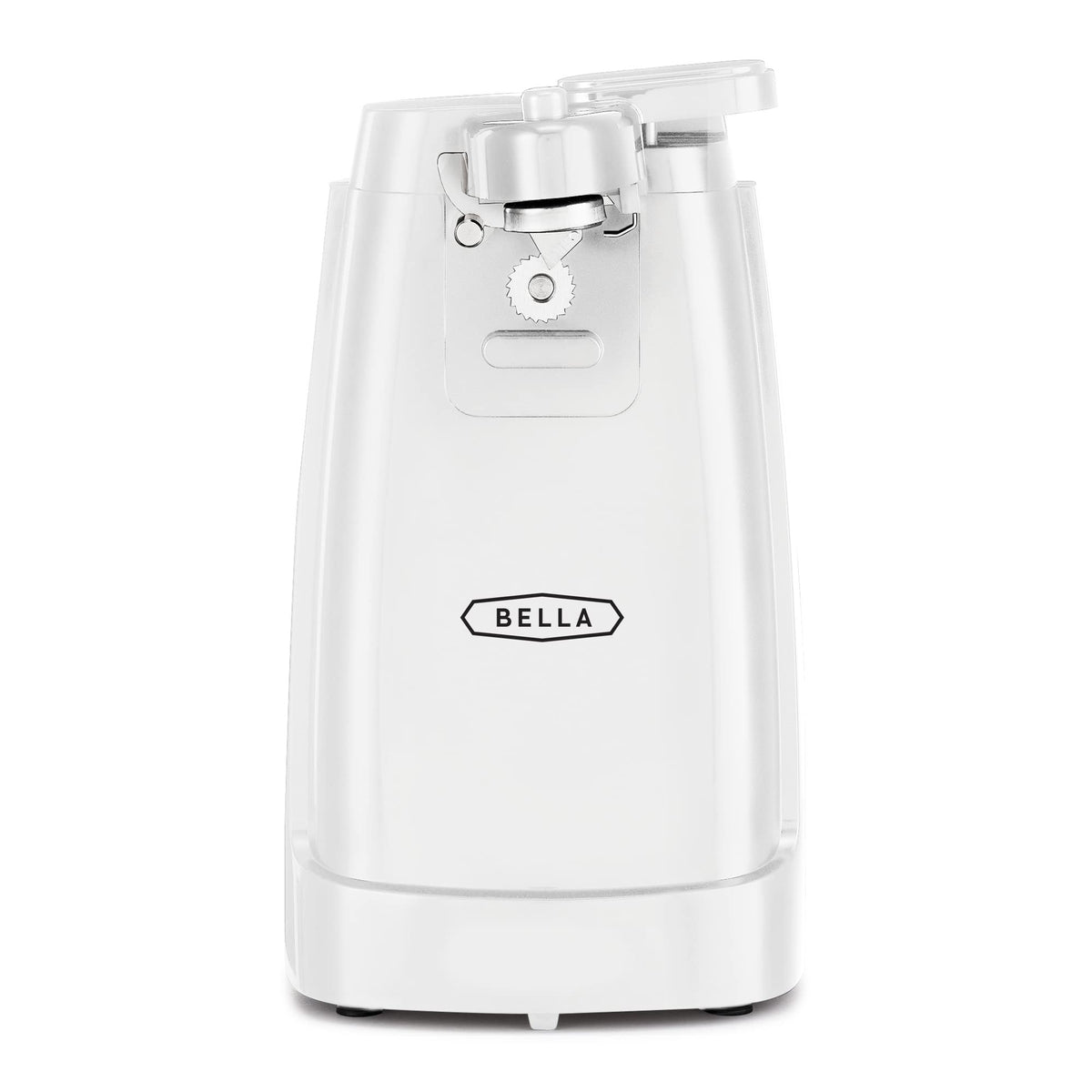 BELLA electric can opener autoturn in action, easing cans of all sizes with one touch.