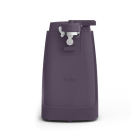 BELLA plum electric can opener and sharpener, front view, easy-to-use kitchen helper.