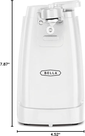 BELLA electric can opener with removable cutting lever for easy cleaning after use.
