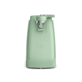 BELLA electric can opener in seaglass opens cans effortlessly