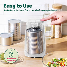 BELLA electric can opener stainless blade delivers durable performance on tough cans.