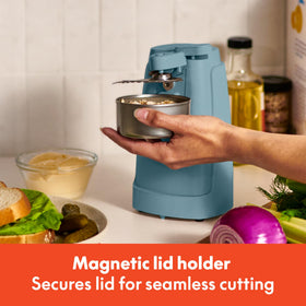 Bella electric can opener with stainless blade for clean cuts